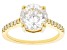 Moissanite Inferno Cut 14k Yellow Gold Over Silver  Ring 3.32ctw DEW.