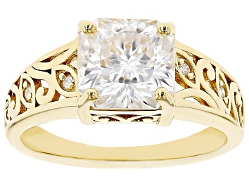 Picture of Moissanite Inferno Cut 14k Yellow Gold Over Silver  Ring 2.88ctw DEW.