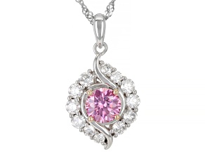 Pink and colorless moissanite platineve pendant 2.24ctw DEW.