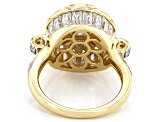 Moissanite 14k yellow gold over silver ring 4.54ctw DEW.