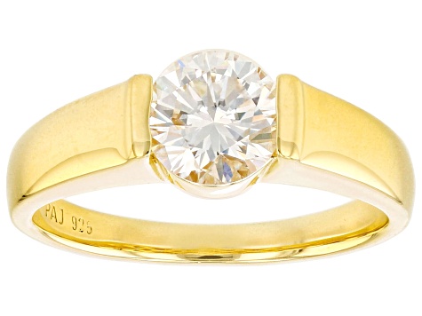 Moissanite 14k yellow gold over silver ring 1.20ct DEW