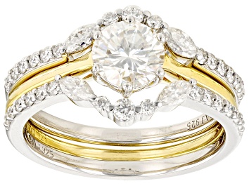 Picture of Moissanite Platineve and 14k yellow gold over silver ring with two bands 1.90ctw DEW