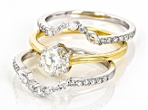 Moissanite Platineve and 14k yellow gold over silver ring with two bands 1.90ctw DEW