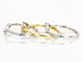 Moissanite Platineve and 14k yellow gold over silver ring with two bands 1.90ctw DEW