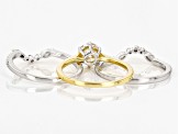 Moissanite Platineve and 14k yellow gold over silver ring with two bands 1.90ctw DEW