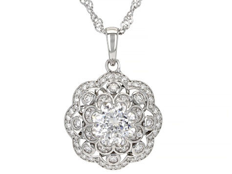 Moissanite Inferno Cut Platineve Pendant 2.89ctw DEW.