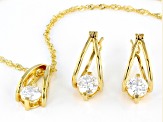 Moissanite 14k yellow gold over silver pendant and earring set 2.40ctw DEW.