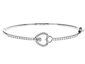 Moissanite Platineve Heart Bangle Bracelet 1.04ctw DEW