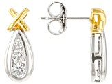 Moissanite Platineve and 14k Yellow Gold Over Silver earrings .52ctw DEW