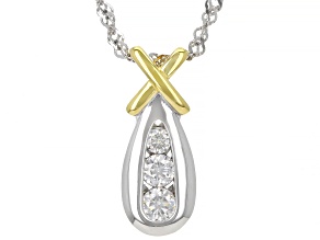 Moissanite Platineve and 14k Yellow Gold Over Silver  Pendant .35ctw DEW