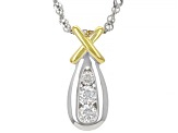 Moissanite Platineve and 14k Yellow Gold Over Silver  Pendant .35ctw DEW