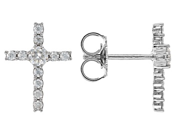 Picture of Moissanite Platineve Cross Earrings .60ctw DEW