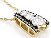 Moissanite And Champagne Diamond 14k Yellow Gold Over Silver Pendant 1.67ctw DEW