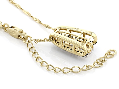Moissanite And Champagne Diamond 14k Yellow Gold Over Silver Pendant 1.67ctw DEW