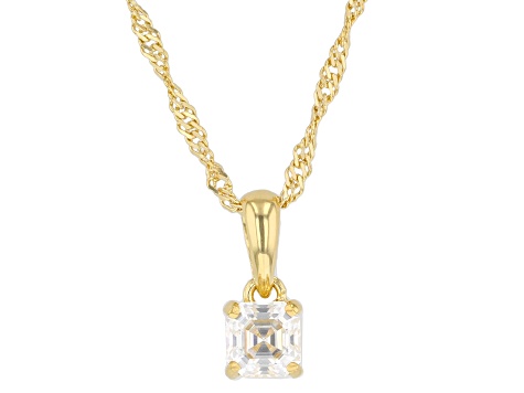 Moissanite 14k Yellow Gold Over Silver Ring, Stud Earrings, and Pendant with Chain Set 1.48ctw DEW