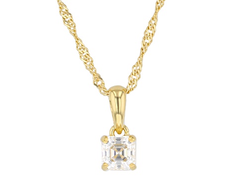 Moissanite 14k Yellow Gold Over Silver Ring, Stud Earrings, and Pendant with Chain Set 1.20ctw DEW