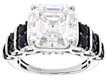 Picture of Moissanite And Blue Sapphire Platineve Ring 10.41ctw DEW