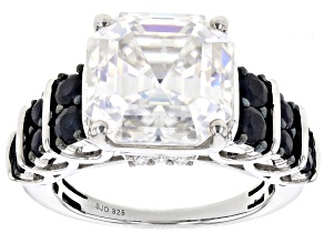 Moissanite And Blue Sapphire Platineve Ring 10.41ctw DEW