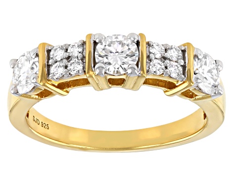Moissanite 14k Yellow Gold Over Band Ring .85ctw D.E.W