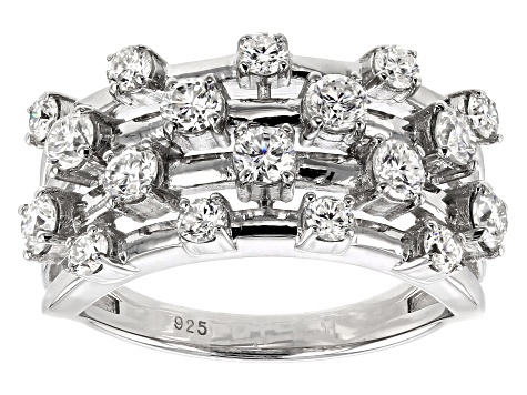 Moissanite Platineve Scatter Design Ring 1.35ctw D.E.W