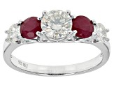 Moissanite And Ruby Platineve Ring 1.46ctw DEW