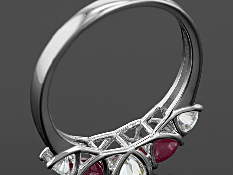 Moissanite And Ruby Platineve Ring 1.46ctw DEW