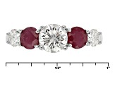 Moissanite And Ruby Platineve Ring 1.46ctw DEW