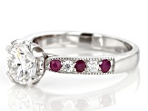 Moissanite And Ruby Platineve Ring