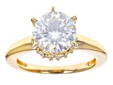 Moissanite 14k Yellow Gold Over Silver Ring 2.98ctw DEW