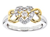 Moissanite Platineve and 14k Yellow Gold Accent Over Platineve Ring .34ctw DEW