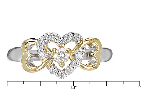 Moissanite Platineve and 14k Yellow Gold Accent Over Platineve Ring .34ctw DEW