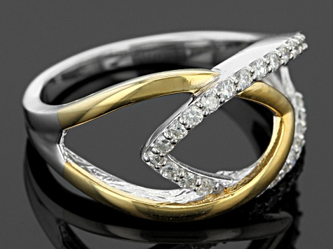 Moissanite Fire® .26ctw DEW Round Platineve™ And 14k Yellow Gold Over