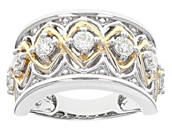 Picture of Moissanite Fire® .70ctw DEW Platineve® And 14k Yellow Gold Accent Over Platineve Ring