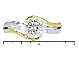 Moissanite Platineve And 14k Yellow Gold Two Tone Ring e 1.20ct DEW.