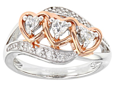 Moissanite Fire® .37ctw DEW Platineve™ And 14k Rose Gold Over Platineve  Two Tone Ring