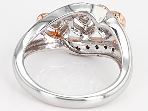 Moissanite Fire® .37ctw DEW Platineve™ And 14k Rose Gold Over Platineve  Two Tone Ring
