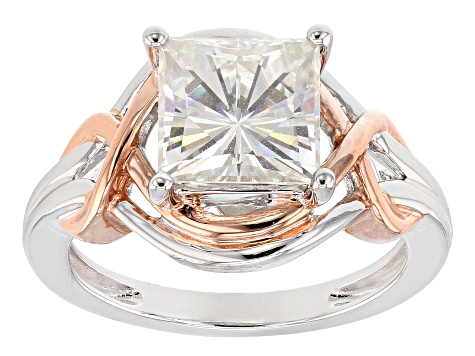 Moissanite Fire® 3.10ctw DEW Platineve™ And 14k Rose Gold Platineve Ring