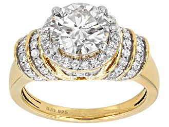 Moissanite 14k Yellow Gold Over Silver Ring 2.54ctw DEW