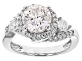 Moissanite Platineve Ring 2.54ctw D.E.W