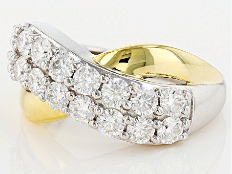 Moissanite Fire® 1.60ctw DEW Platineve™ And 14k Yellow Gold Over Platineve Two Tone Ring