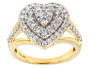 Moissanite 14k Yellow Gold Over Silver Ring .88ctw DEW