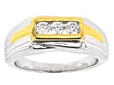 Moissanite Two Tone Gents Ring .48ctw DEW