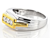 Moissanite Two Tone Gents Ring .48ctw DEW