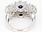 Moissanite And Blue Sapphire Platineve Ring 8.14ctw DEW.