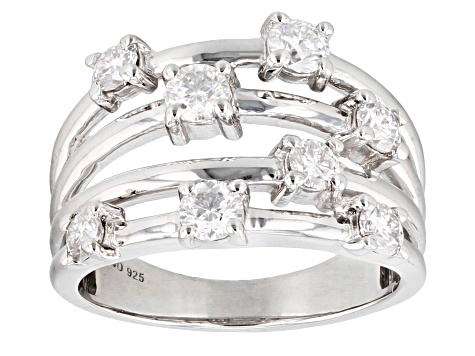 Moissanite platineve scatter design ring .98ctw DEW.