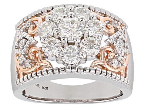 Moissanite Platineve And 14k Rose Gold Over Platineve Ring 1.57ctw D.E.W