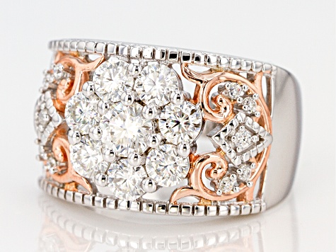 Moissanite Platineve And 14k Rose Gold Over Platineve Ring 1.57ctw D.E.W