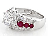 Moissanite And Ruby Platineve Ring 2.62ctw DEW
