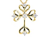 Moissanite 14k Yellow Gold Over Silver Cross Pendant .37ctw DEW.