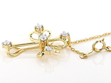 Moissanite 14k Yellow Gold Over Silver Cross Pendant .37ctw DEW.
